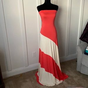 Coral and cream Venus maxi dress